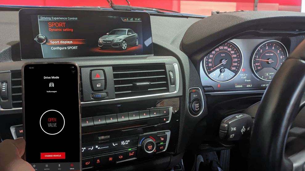 European performance car using an XForce VAREX valved exhaust on the road