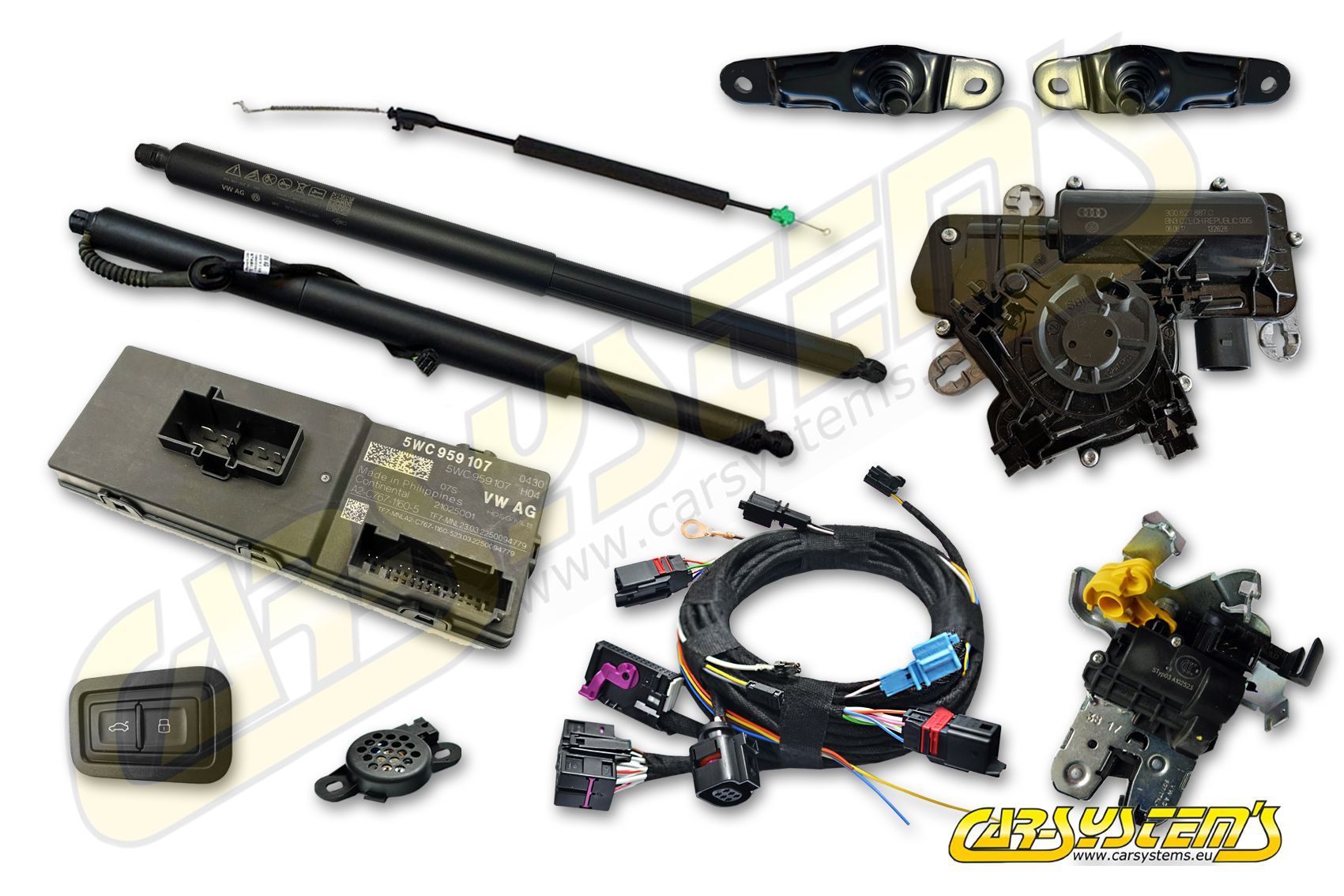 Car-Systems electric tailgate retrofit kit for a modern Volkswagen Group vehicle