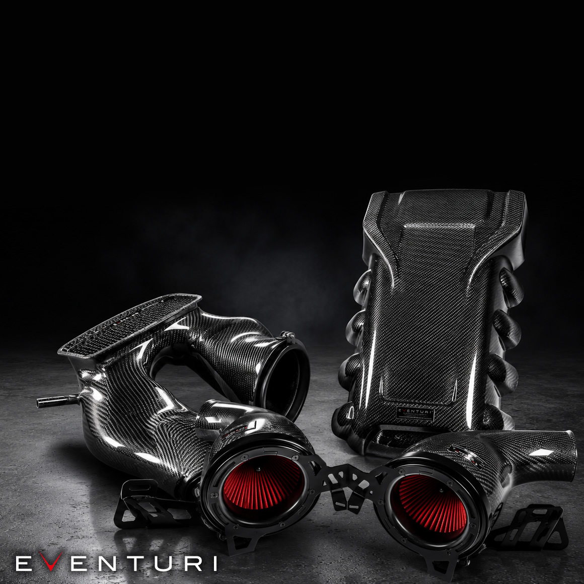 Eventuri carbon intake systems and carbon engine cover for mobile view