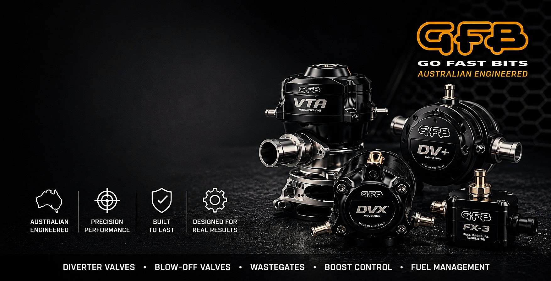 GFB diverter valves, wastegate and fuel pressure regulator for European turbo cars