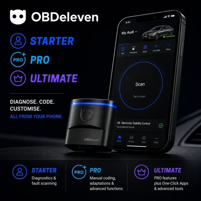 OBDeleven 2 NextGen Starter, PRO and ULTIMATE pack comparison