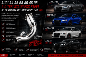 Audi A4 A5 B8 2.0 TFSI Stainless Steel 3 Inch Performance Turbo Downpipe - Euro Car Electronics - eurocarupgrades.com.au