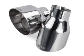 VW Golf GTI R Audi S6 S7 Porsche Polished Silver Double-Walled 4" Exhaust Tip Set APR | Premium Auto Parts & Accessories - Euro Car Upgrades - eurocarupgrades.com.au
