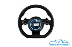 Audi RS4 Flat Bottom Steering Wheel with Airbag OEM Perforated Thick Euro Car Upgrades www.jku.com.au