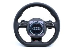 Audi RS3 Flat Bottom Multifunction Steering Wheel Airbag New Leather OEM Genuine - Euro Car Upgrades - jku.com.au