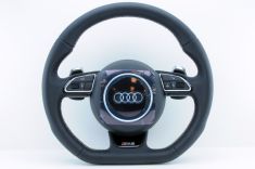 Audi RS5 Flat Bottom Multifunction Steering Wheel Airbag Black Leather OEM Genuine - Euro Car Upgrades - eurocarupgrades.com.au 