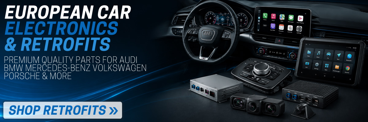 European car electronics and retrofit upgrades including infotainment, reversing cameras and control modules